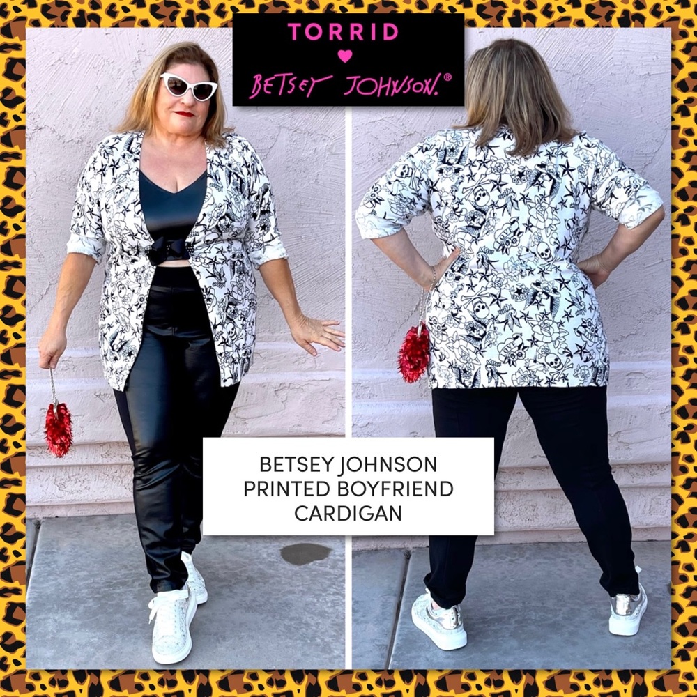 Torrid Betsey Johnson Tattoo Boyfriend Cardigan 4X